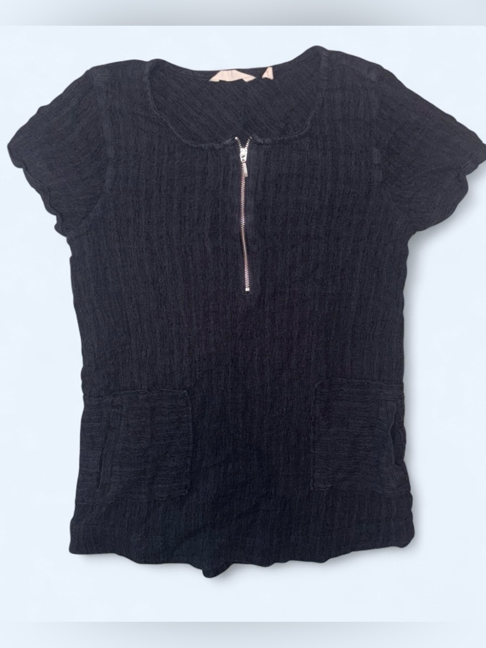 Soft Surroundings Black Zip Front Pocket Top - Size Small - Picture 2 of 6
